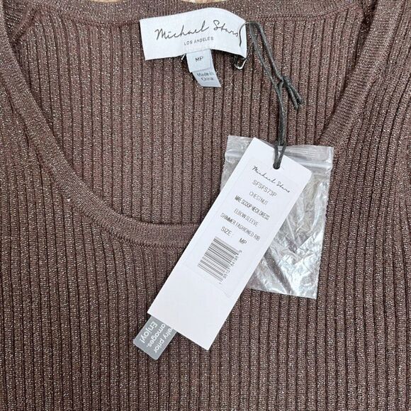 Michael Stars Dress Bodycon Shimmer Medium Petite MSRP $168 NWT Anthropologie - Picture 3 of 9